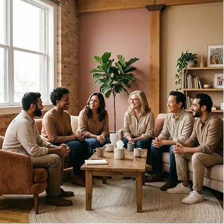 Clients in a welcoming therapy environment